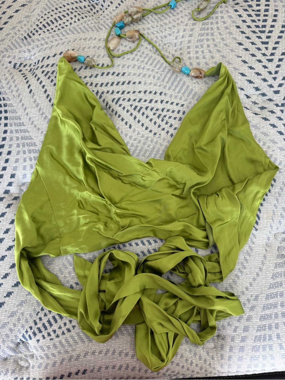 lovers and friends satin halter tie crop top